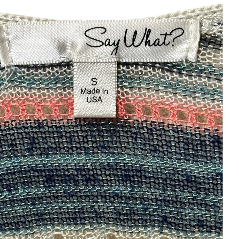 Say What? women’s Oversized knit lightweight Striped cardigan sweater Sz small